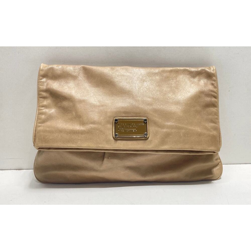 Marc by Marc Jacobs Brown Crinkled Leather Foldover Clutch Standard Supply